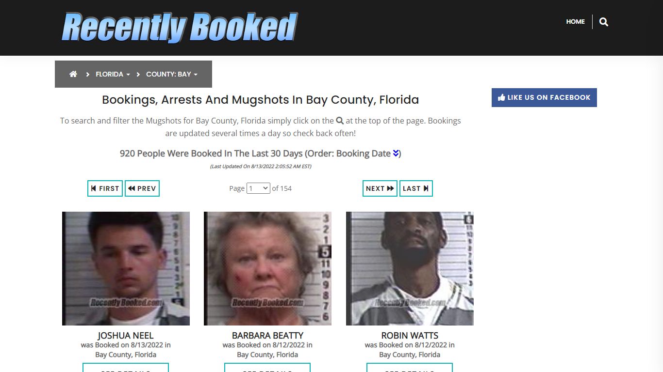 Recent bookings, Arrests, Mugshots in Bay County, Florida